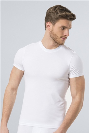 Türen 164 Beyaz Erkek Likralı T-shirt