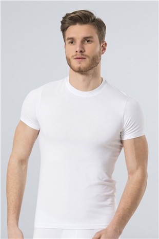 Türen 164 Beyaz Erkek Likralı T-shirt