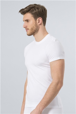 Türen 164 Beyaz Erkek Likralı T-shirt