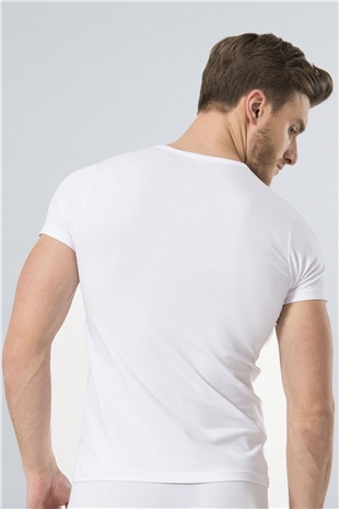 Türen 169 Beyaz Erkek Likralı T-Shirt