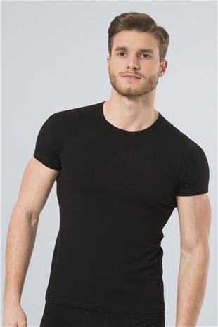 Türen 169 Siyah Erkek Likralı T-Shirt