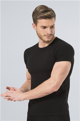 Türen 169 Siyah Erkek Likralı T-Shirt
