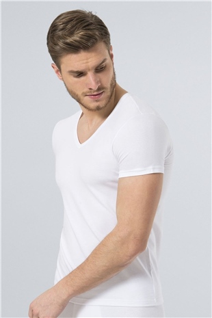 Türen 172 Beyaz Erkek Likralı T-Shirt