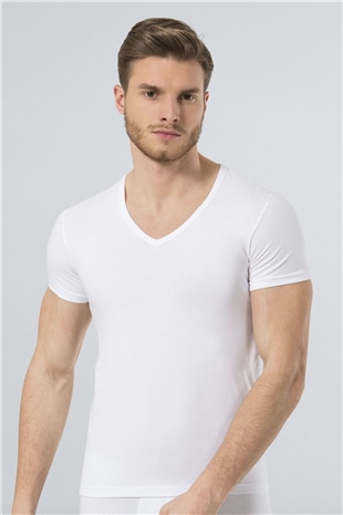 Türen 172 Beyaz Erkek Likralı T-Shirt