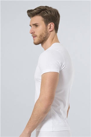Türen 172 Beyaz Erkek Likralı T-Shirt