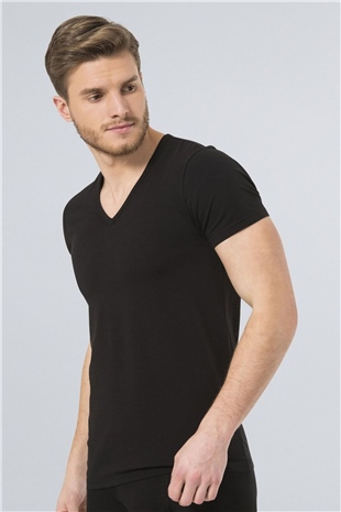Türen 172 Siyah Erkek Likralı T-Shirt