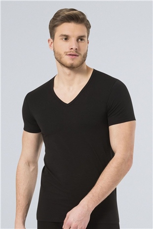 Türen 172 Siyah Erkek Likralı T-Shirt