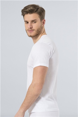 Türen 182 Beyaz Erkek Modal V Yaka Fanila