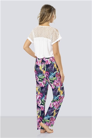 Türen 3302 Lacivert Kadın Desenli Pijama Takımı