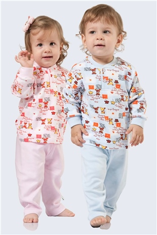 Türen 709 Mavi Çocuk Baskılı İnterlok Pijama Takımı