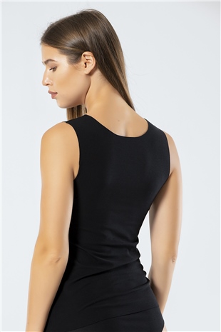 Türen 906 Siyah Kadın Lazer Kesim Pamuk Atlet