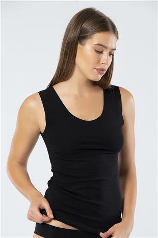 Türen 906 Siyah Kadın Lazer Kesim Pamuk Atlet