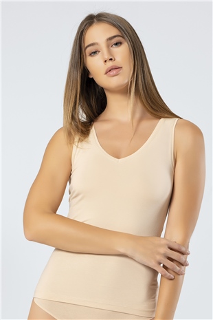 Türen 913 Ten Kadın Likralı Pamuklu V Yaka Atlet