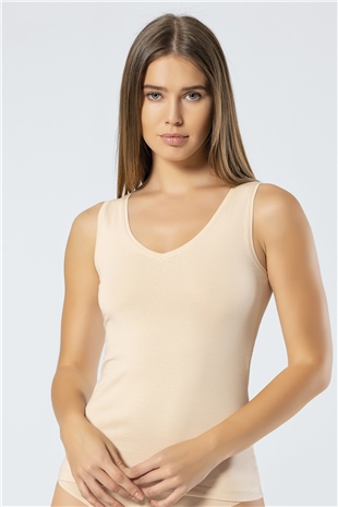 Türen 913 Ten Kadın Likralı Pamuklu V Yaka Atlet