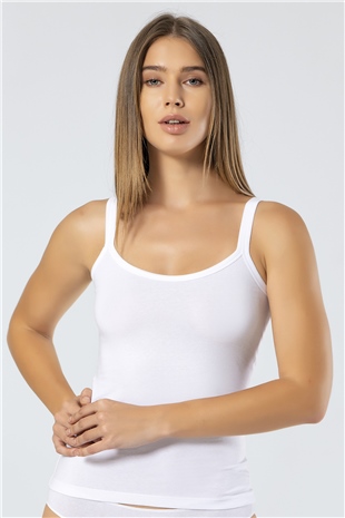 Türen 914 Beyaz Kadın Likralı Pamuklu Askılı Atlet