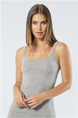 Türen 914 Gri Kadın Likralı Pamuklu Askılı Atlet