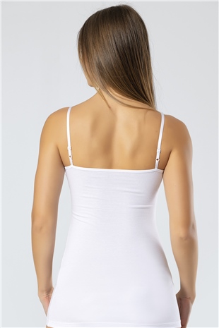 Türen 915 Beyaz Kadın Likralı Pamuklu Uzun Askılı Atlet