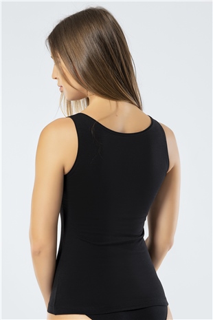 Türen 953 Siyah Kadın Likralı Pamuklu Askılı Atlet