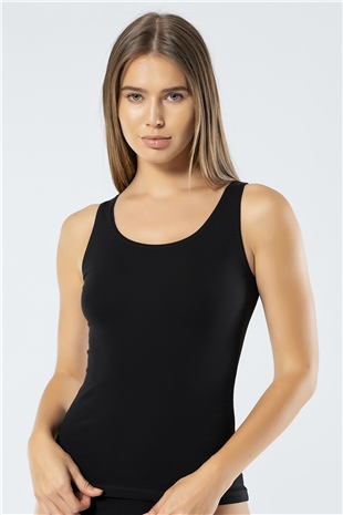 Türen 953 Siyah Kadın Likralı Pamuklu Askılı Atlet