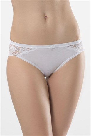 Türen Kadın Beyaz 2li Likralı Dantelli Bikini Külot 956