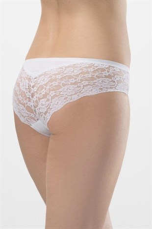 Türen Kadın Beyaz 2li Likralı Dantelli Bikini Külot 956