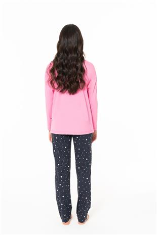 U.S. Polo Assn. 20140 Kadın Fusya Yuvarlak Yaka Uzun Kollu Pijama Takımı