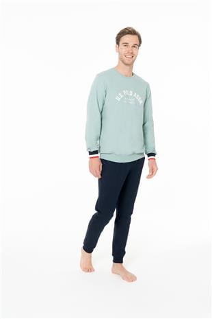 U.S. Polo Assn. 18943 Erkek Mınt Yuvarlak Yaka Uzun Kollu Pijama Takımı