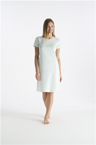 U.S. Polo Assn. 20200 Kadın Mınt Kısa Kollu Yuvarlak Yaka Gecelik