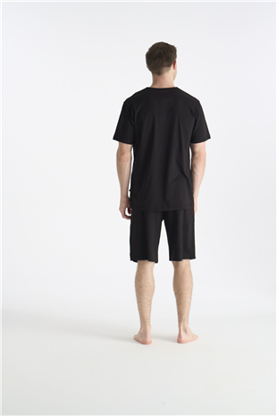 U.S. Polo Assn. 19012 Erkek Sıyah Kısa Kollu Yuvarlak Yaka Şort Takımı