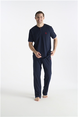 U.S. Polo Assn. 19029 Erkek Lacıvert Kısa Kollu Yuvarlak Yaka Pijama Takımı