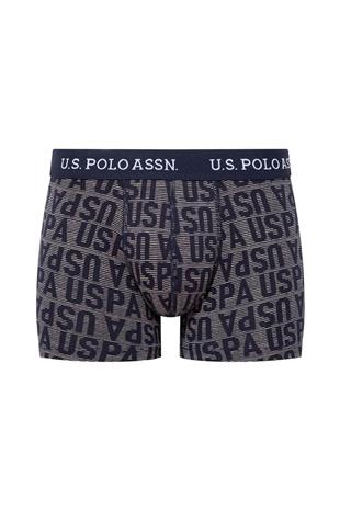 U.S. Polo Assn. 80503 Erkek İndigo-Baskılı-Lacivert Pamuklu 3 Lü Boxer