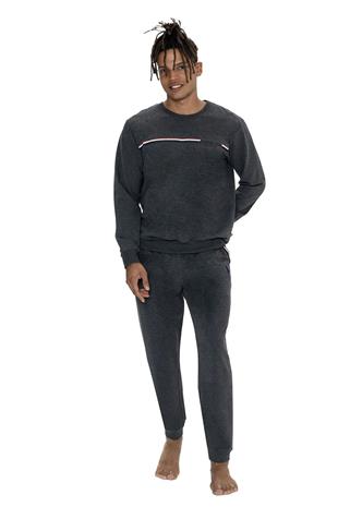 U.S. Polo Assn. 18921 Erkek Antrasıt Melanj Uzun Kollu Yuvarlak Yaka Pijama Takımı