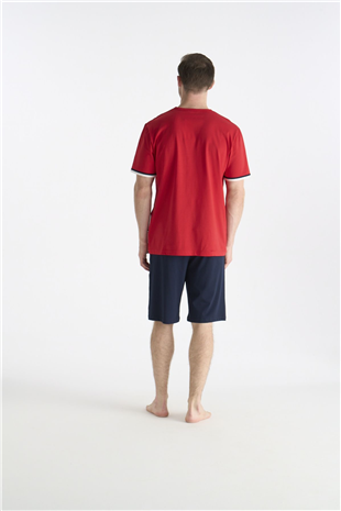 U.S. Polo Assn. 19035 Erkek Kırmızı Kısa Kollu Yuvarlak Yaka Şort Takımı