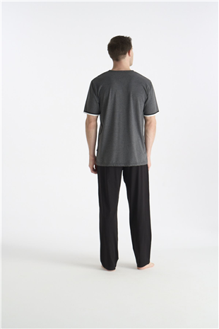 U.S. Polo Assn. 19041 Erkek Antrasıt Melanj Kısa Kollu V Yaka Pijama Takımı