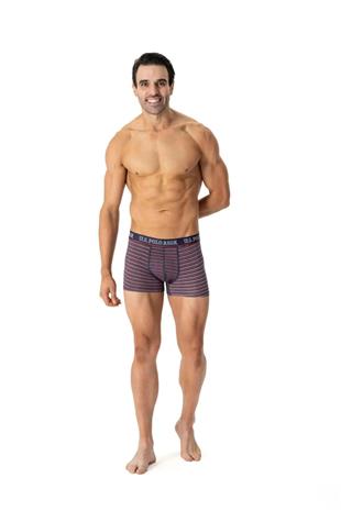 U.S. Polo Assn. 80516 Erkek Baskılı-Bordo-Lacivert Pamuklu 3 Lü Boxer