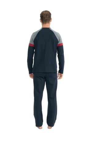 U.S. Polo Assn. 18831 Erkek Lacivert Uzun Kollu Yuvarlak Yaka Penye Süprem Pijama Takım