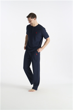 U.S. Polo Assn. 19029 Erkek Lacıvert Kısa Kollu Yuvarlak Yaka Pijama Takımı