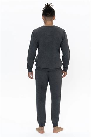U.S. Polo Assn. 18921 Erkek Antrasıt Melanj Uzun Kollu Yuvarlak Yaka Pijama Takımı