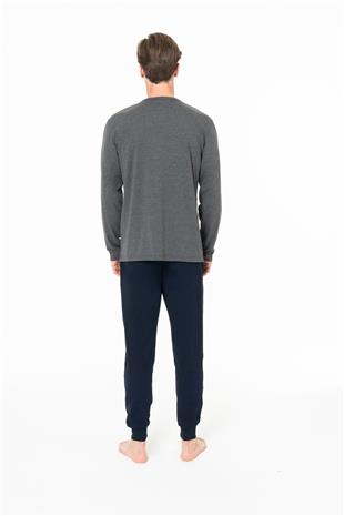 U.S. Polo Assn. 18953 Erkek Antrasıt Melanj Yuvarlak Yaka Uzun Kollu Pijama Takımı