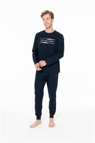 U.S. Polo Assn. 18951 Erkek Lacıvert Yuvarlak Yaka Uzun Kollu Pijama Takımı