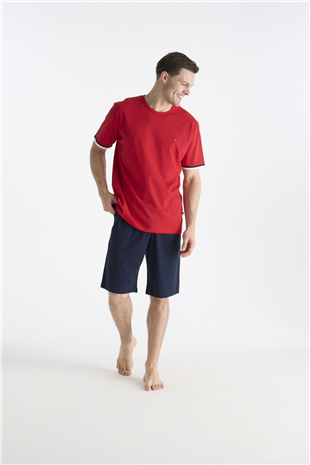 U.S. Polo Assn. 19035 Erkek Kırmızı Kısa Kollu Yuvarlak Yaka Şort Takımı