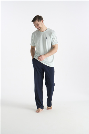 U.S. Polo Assn. 19039 Erkek Mınt Kısa Kollu Yuvarlak Yaka Pijama Takımı
