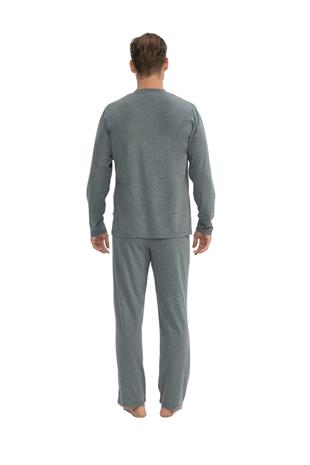 U.S. Polo Assn. 18837 Erkek Antrasit Melanj Uzun Kollu Patlı Penye Süprem Pijama Takım