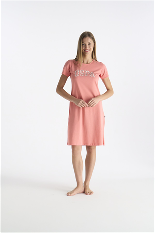 U.S. Polo Assn. 20200 Kadın Mercan Kısa Kollu Yuvarlak Yaka Gecelik