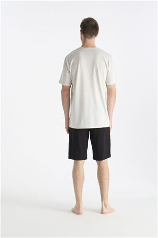 U.S. Polo Assn. 19015 Erkek Kar Melanj Kısa Kollu Yuvarlak Yaka Şort Takımı