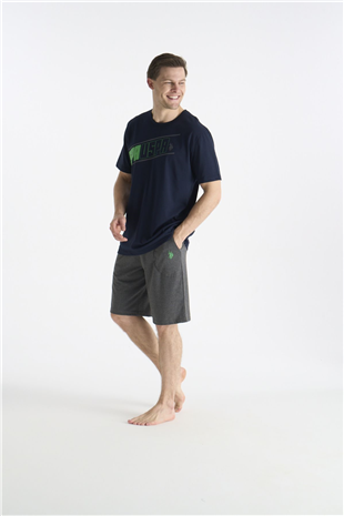 U.S. Polo Assn. 19015 Erkek Lacıvert Kısa Kollu Yuvarlak Yaka Şort Takımı