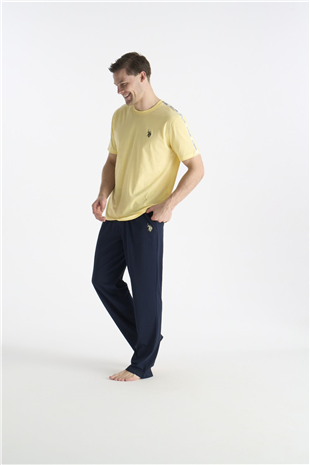 U.S. Polo Assn. 19039 Erkek Sarı Kısa Kollu Yuvarlak Yaka Pijama Takımı