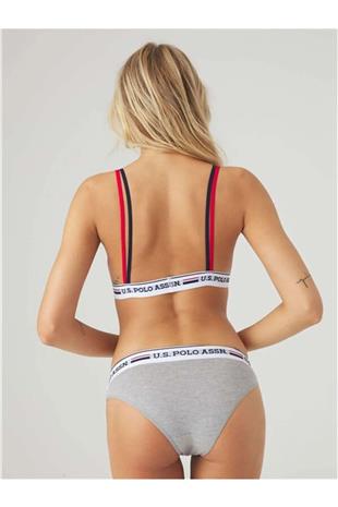 U.S. Polo Assn. 66254 Kadın Gri Büstiyer Slip Takım