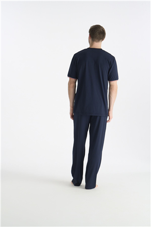 U.S. Polo Assn. 19029 Erkek Lacıvert Kısa Kollu Yuvarlak Yaka Pijama Takımı