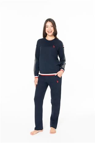 U.S. Polo Assn. 20116B Kadın Lacıvert Yuvarlak Yaka Uzun Kollu Pijama Takımı